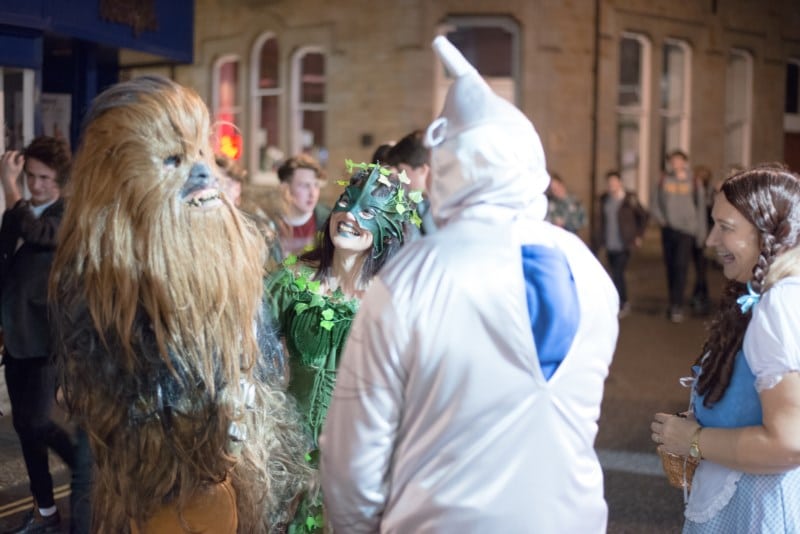 Group meeting in fancy dress in St Ives on New Years Eve